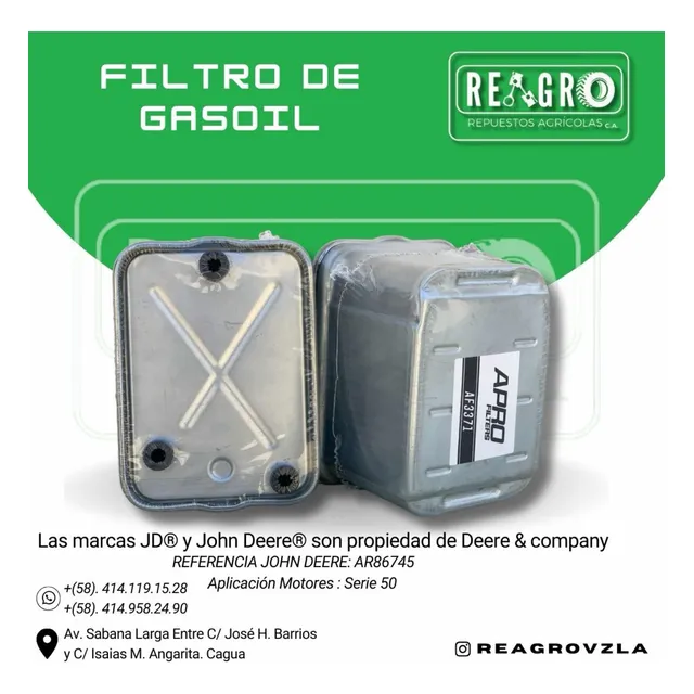 Filtro De Gasoil Af3371 =ar86745 John Deere