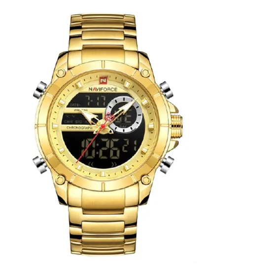Reloj Naviforce Dorado Para Hombre Digital Analógico.