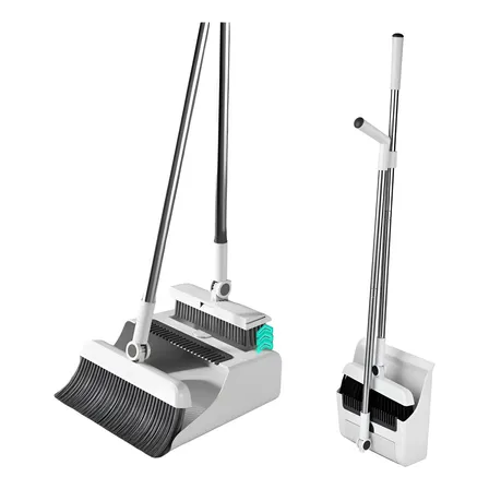 Kit Limpeza 3in1 Multiuso Vassoura Pá Limpa Cerdas Cabo Long