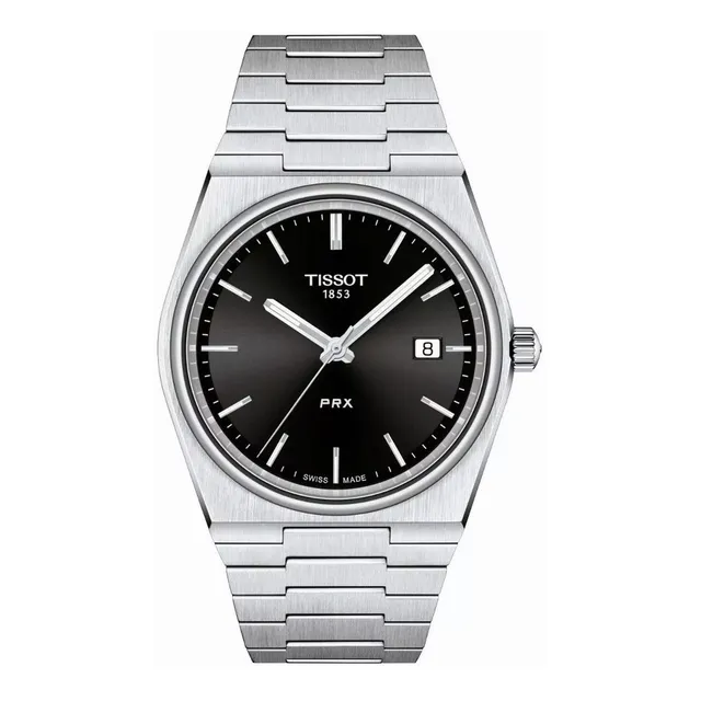 Reloj De Pulsera Tissot Prx De Acero, Negro, Para Hombre