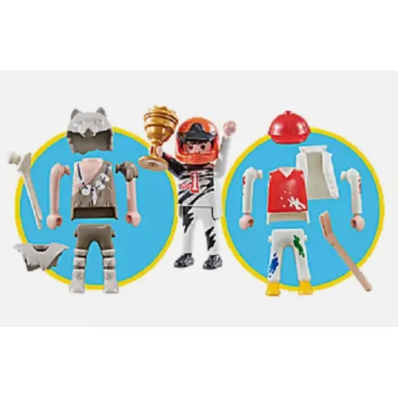 Playmobil 9854 Set 3em1 Piloto Formula1, Hom Pré-histór, Jog
