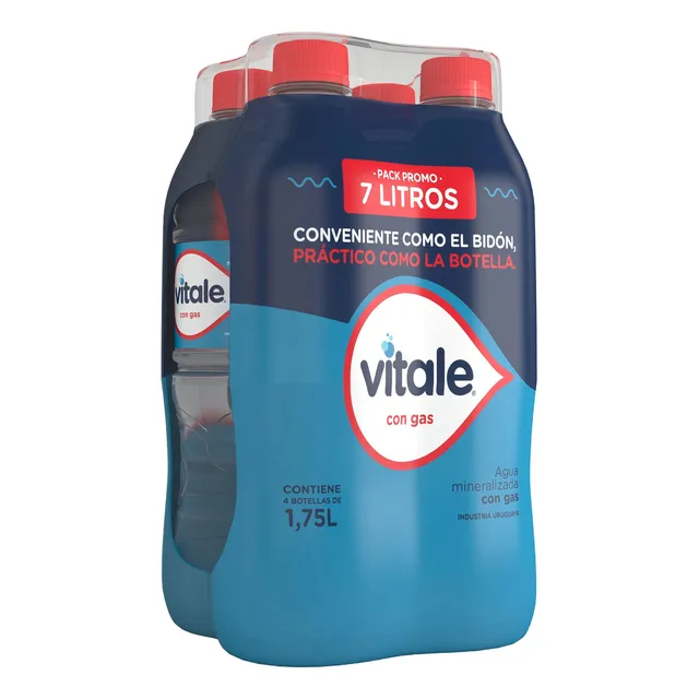 Agua Mineralizada Con Gas Vitale 1.75 L Pack X4.