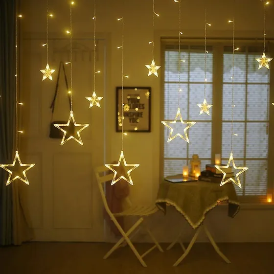Serie Navideña De Luces De Estrellas Coloridas 3.6 M Navidad