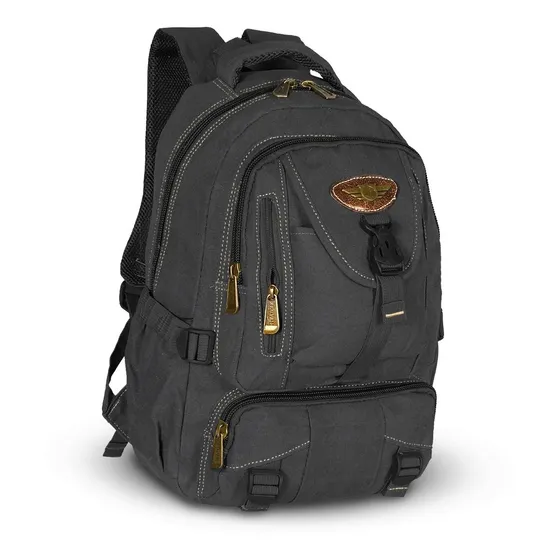 Mochila Escolar Em Lona Reforçada Notebook Moderna Unissex 