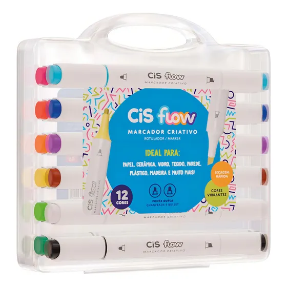 Marcador Artístico 12 Cores Flow Cis