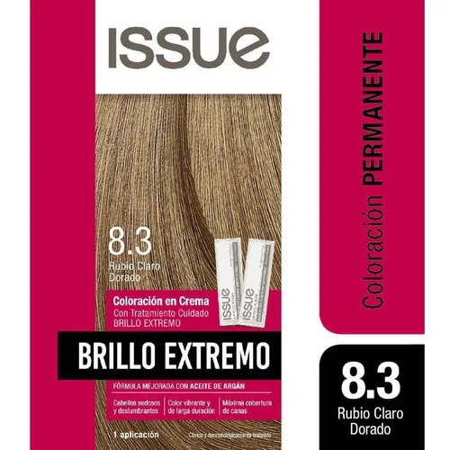Issue Brillo Extremo Coloración Permanente Kit Tono 8.3 rubio claro dorado