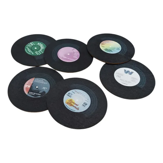 Portavasos De Discos 6 Piezas Tocadiscos