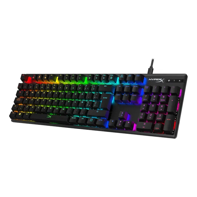 Teclado gamer HyperX QWERTY Red español latinoamérica color negro con luz RGB