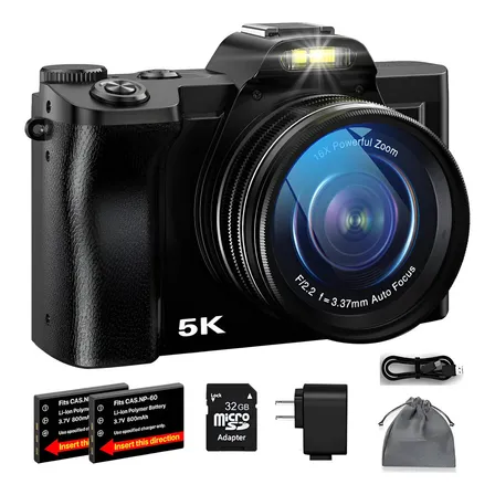 Câmera Digital Preta Compacta Yigllo Dc201s-af 5k 48mp Preto