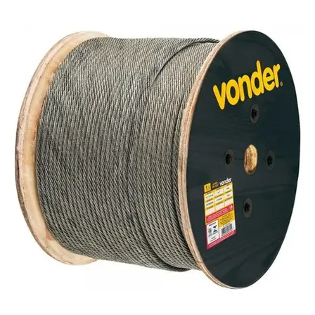 Cabo Vonder De Aço Galvanizado Alma De Fibra 3,18mm 1/8 6 X 7 100 Metros