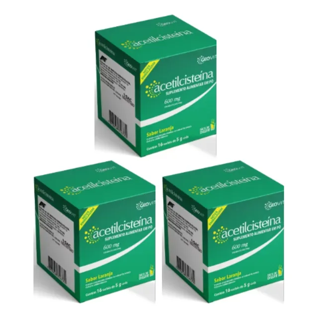 Kit 3x Cisteil 60mg Com 16 Envelopes Acetilcisteina