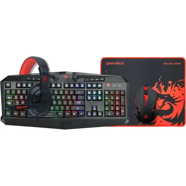 Kit de teclado y mouse gamer Redragon S101-BA Español de color negro