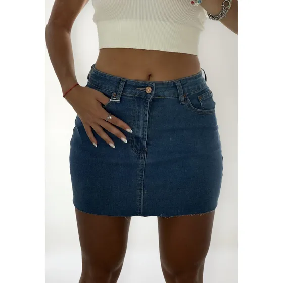 Pollera Mini De Jean Con Lycra