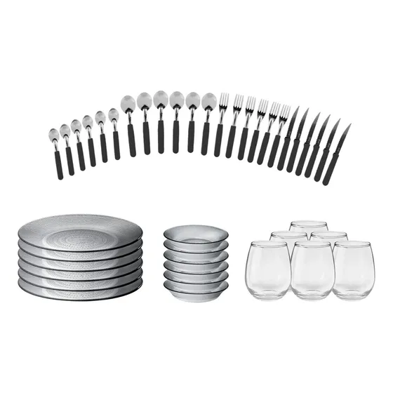 Juego Vajilla Completo X42 Platos Compoteras Vasos Cubiertos