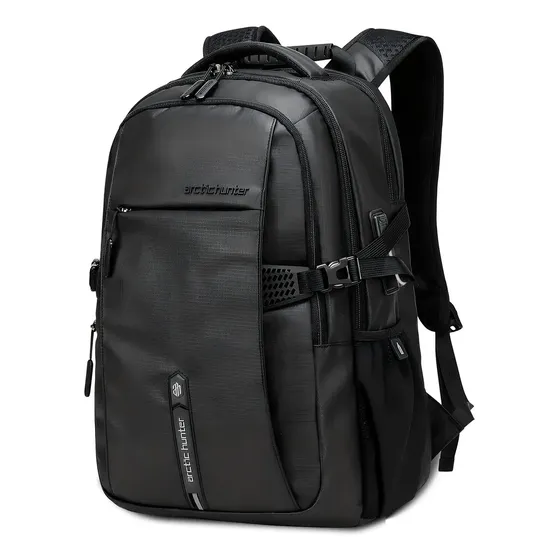 Mochila Escolar Hombre Antirrobo Viaje Impermeable Arctic Color Negro Diseño De La Tela Liso