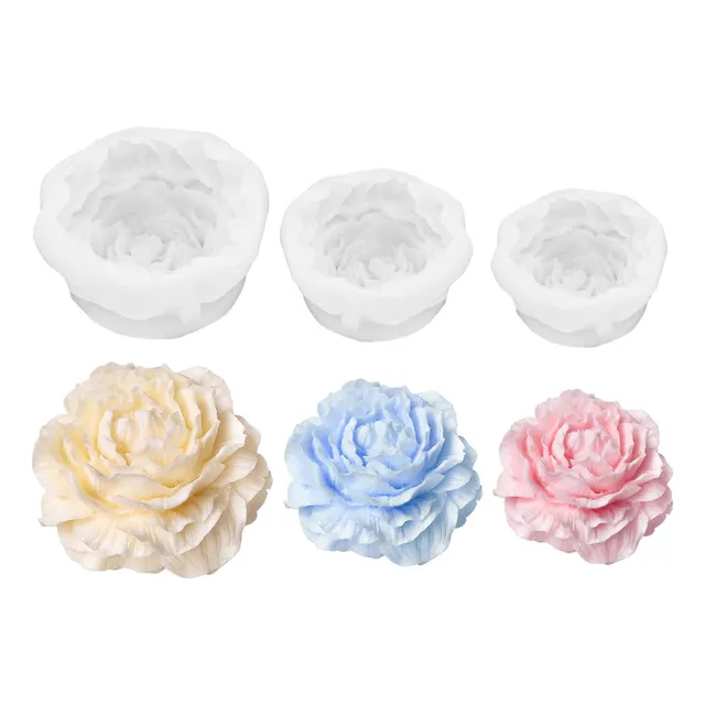 3pzs Molde De Silicón Flores Peonia Para Hacer Velas Jabones