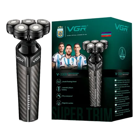 Afeitadora Eléctrica VGR V-330B Inalámbrica con 5 Cuchillas Rotativas y Display LED