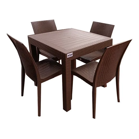 Juego Mesa Silla Malla Mimbre Ratan Plastica Duraplas Xavi