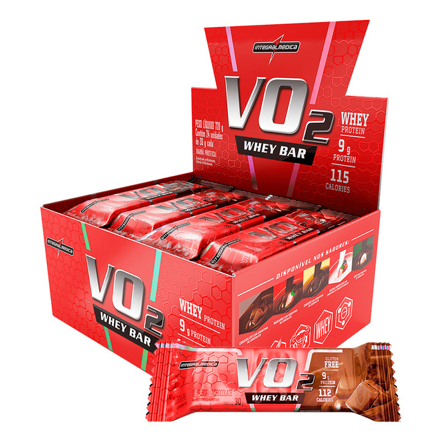 Suplemento Vo2 Whey Bar Chocolate 12 Unidades Integralmédica Chocolate
