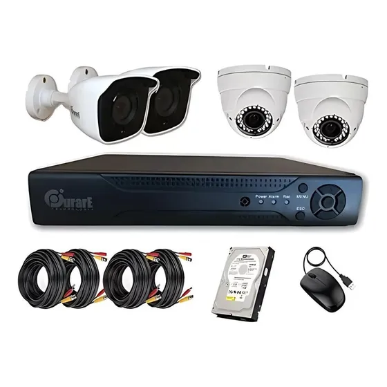 Kit 4 Camaras 1 Mp De Seguridad Hd  Purare + Disco 500g Mli