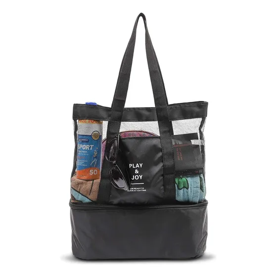 Bolsa Playa Malla Negra Cooler Play Joy Aislada Lago
