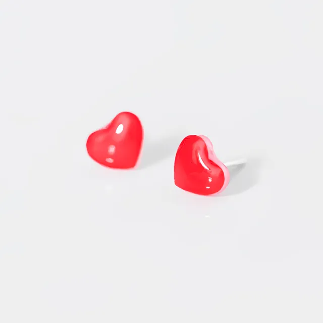 Zarcillos Plata Ley 925 Pendientes Corazón Rojo