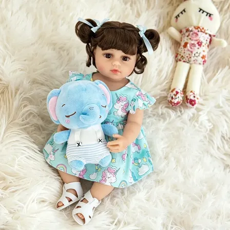 Bebé Reborn Boneca 48cm Menina Silicone Pode Ser Lavado Pintada Realista-m760