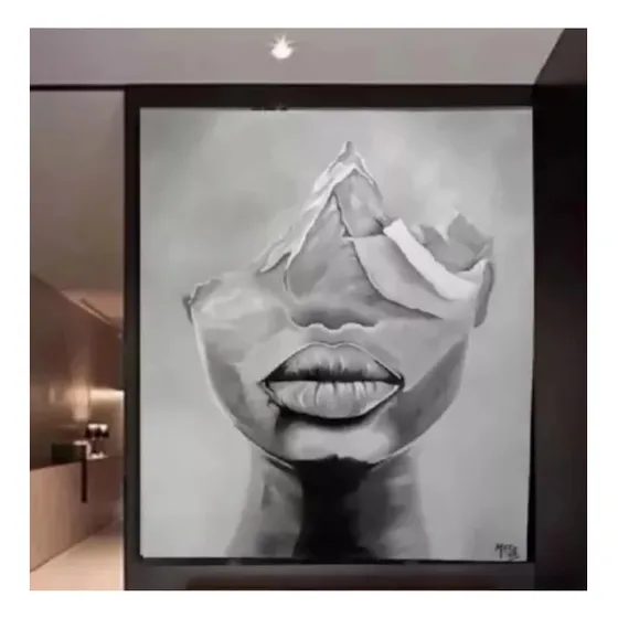 Cuadro Lienzo Pintado A Mano 90x120 Cm Mujer Oleo Textura