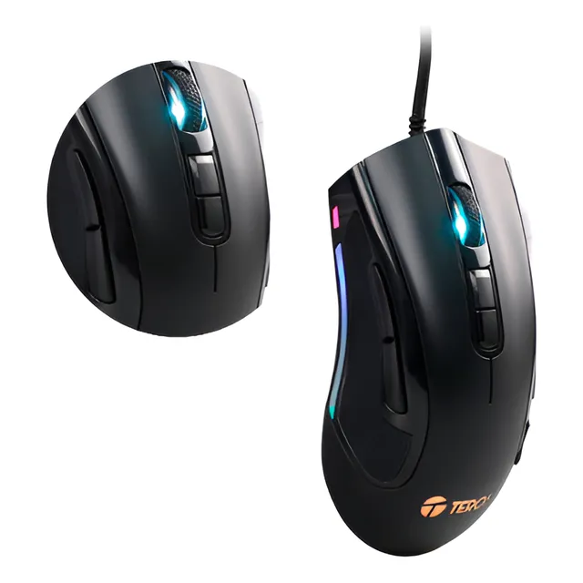 Mouse Gamer Teros Te-5167n 12,800 Dpi 9 Botones Usb