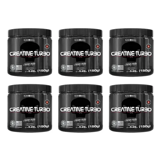 Kit 6x Creatina Turbo Black Skull 150g Caveira Preta