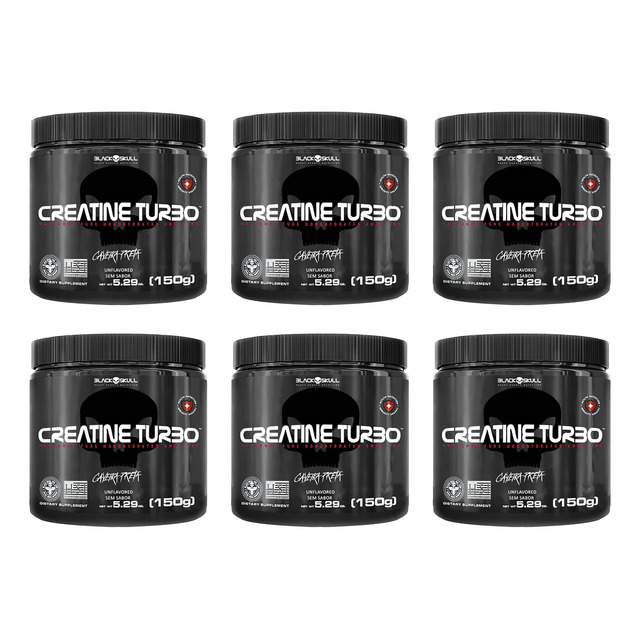 Kit 6x Creatina Turbo Black Skull 150g Caveira Preta Kit 6x Creatina Turbo Black Skull 150g Caveira Preta