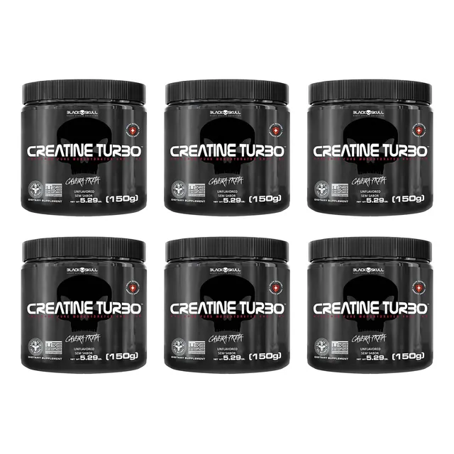 Kit 6x Creatina Turbo Black Skull 150g Caveira Preta