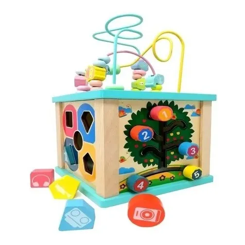 Cubo Didáctico Tipo Montessori Laberinto Reloj Juego Motriz