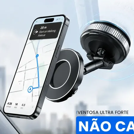 Suporte Celular Magnético Universal com Ventosa Forte 360° para Carro e Mesa