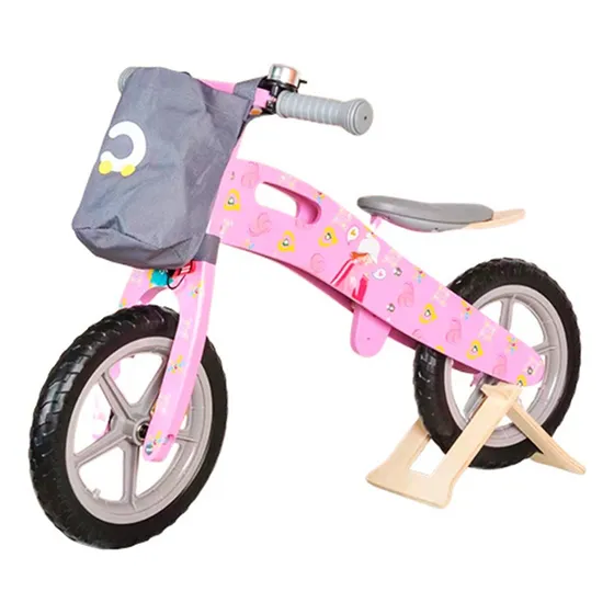 Bicicleta Infantil Sin Pedales De Madera Color Rosa