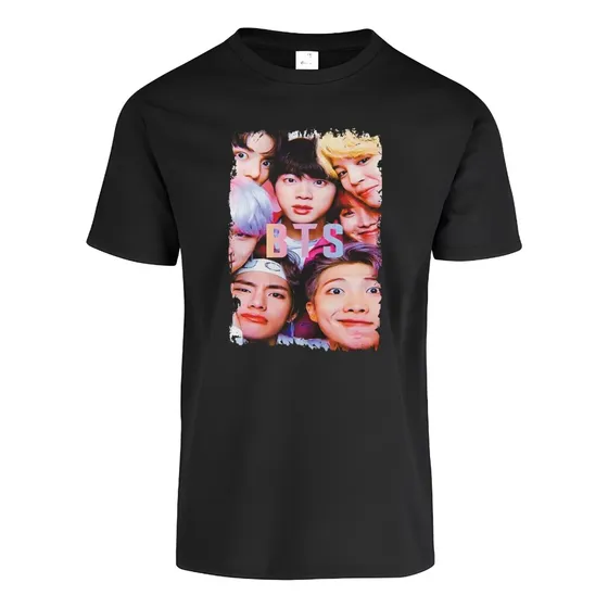 Remera De Bts Negra 100% Algodon 