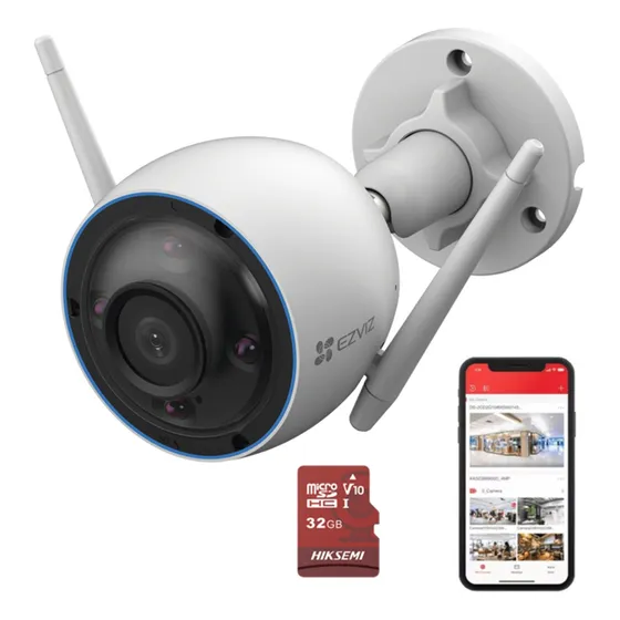 Camara Ezviz 3mp (2k) Detección Humana Colores En Oscuridad Micro Sd 32gb Cs-h3-2k