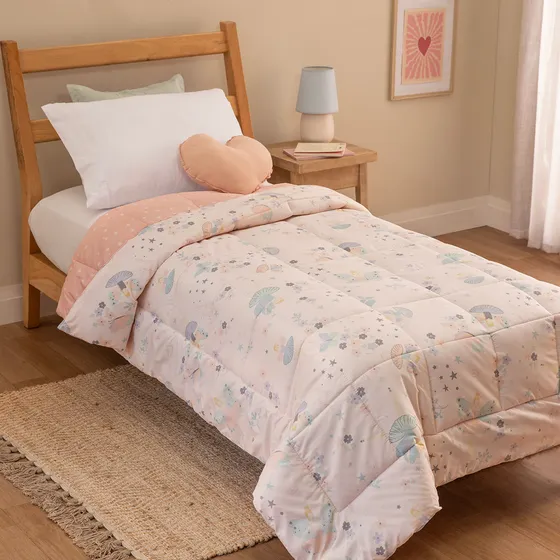 Acolchado 1 Plaza Reversible Haditas Románticas