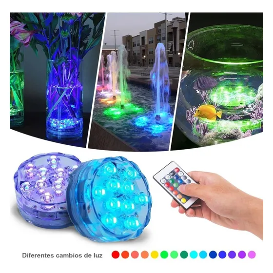 Luz Led Sumergibles Agua Piscinas Control Remoto Luces Multi