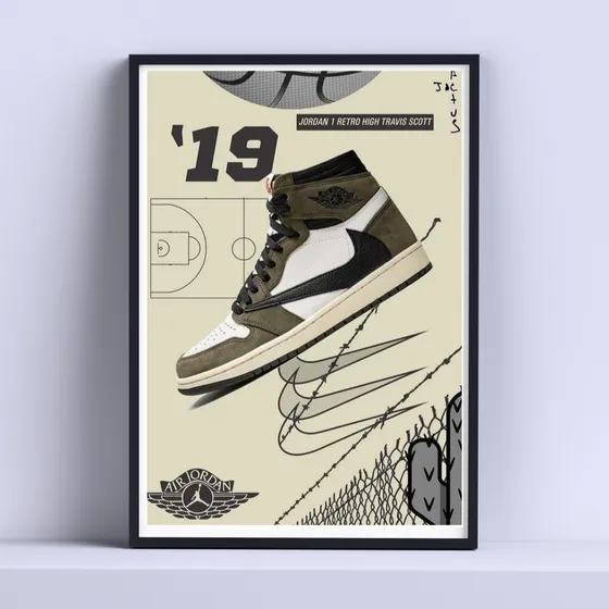 Cuadro Nike Travis Scott Jordan 1  30x40cm Listo P Colgar
