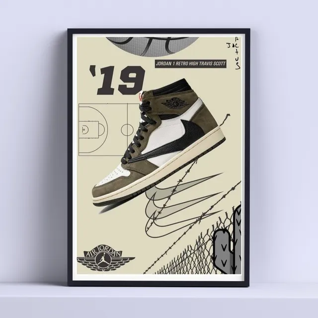 Cuadro Nike Travis Scott Jordan 1  30x40cm Listo P Colgar