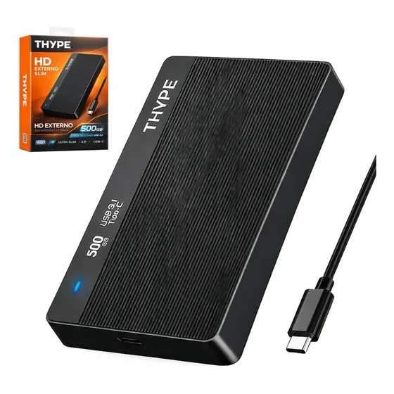 Hd Externo 500gb Slimvault 2.5 Polegadas Com Interface Usb 3.1 Usb-c Thype