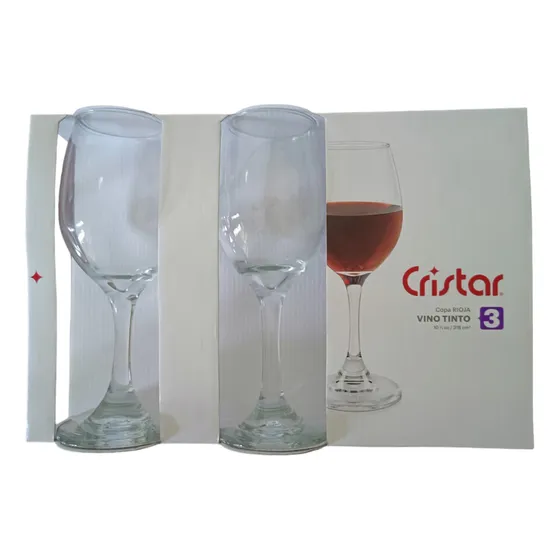 Set De 3 Copas Rioja Para Bebidas 10 Oz Marca Cristal Color Trasparente