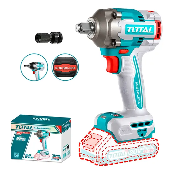 Llave Impacto Dado Cuadrado 1/2 400nm + Adaptador Total Color Turquesa Frecuencia 50 Hz / 60 Hz