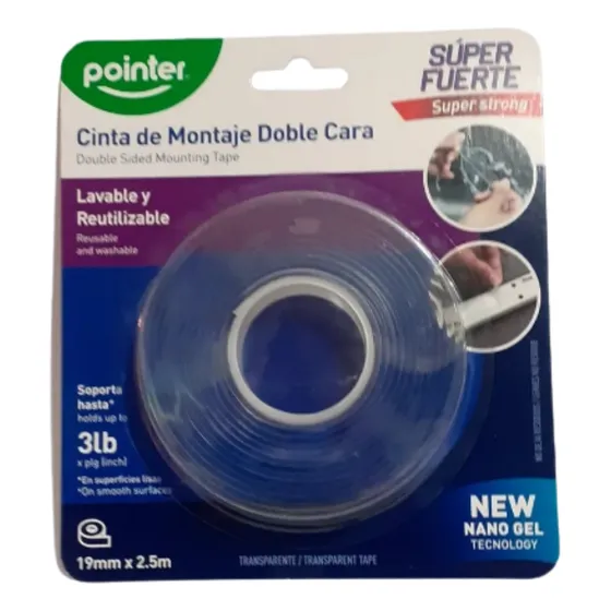 Cinta Doble Faz Transparente Pointer 19mmx2.5m