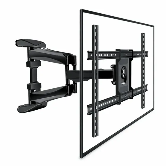 Suporte Articulado Tv 40 A 75 Polegadas Braço Duplo Até 45kg Parede Universal Vesa Ajustável Preto (40" 42" 43" 48" 49" 50" 55" 58" 60" 65" 70" 75")