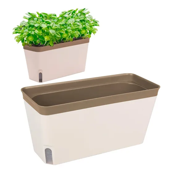 Juego 3 Pzs Macetas Rectangulares Autorriego Jardin Ventana 