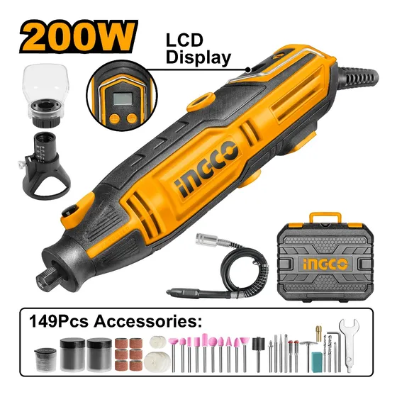Mini Esmeril Dremel Electrico 200w Pantalla Lcd 149acc Ingco