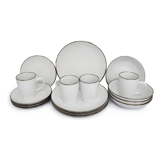 Vajilla 16pz Cuadrada Negra Stoneware