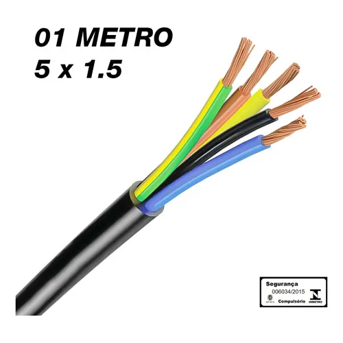 Cabo Pp 5 Vias De 1,5 Milímetros 5x1,5mm/m